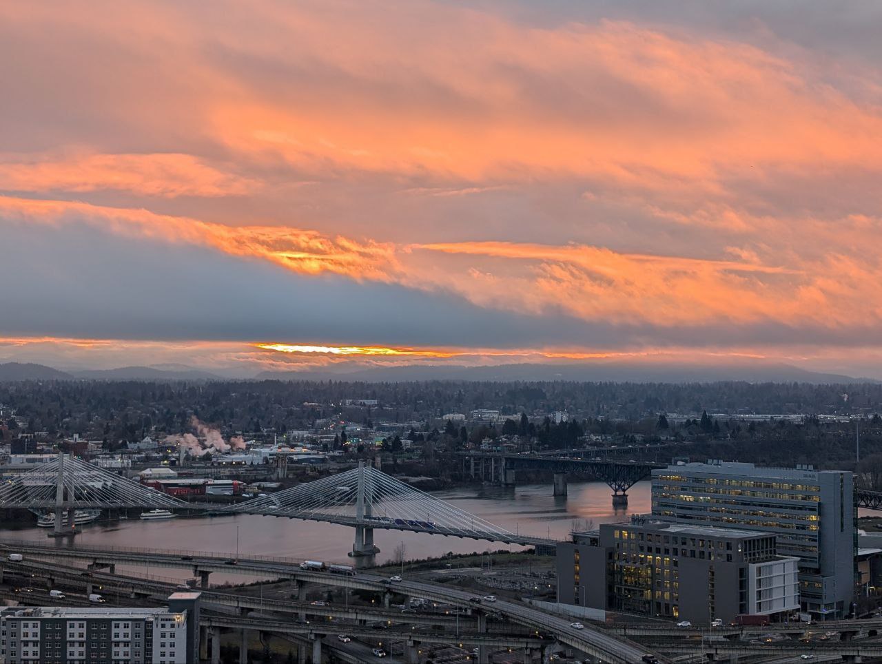 Portland sunrise over the Willamette River